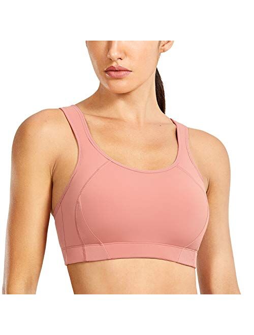 SYROKAN Women's Full Coverage Shock Control Wirefree High Impact Sports Bra