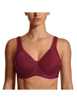 SYROKAN Women's Coolmax High Impact Underwire Padded Cup Full Figure Sports Bra