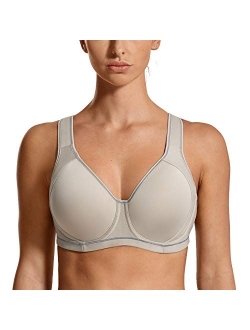 SYROKAN Women's Coolmax High Impact Underwire Padded Cup Full Figure Sports Bra