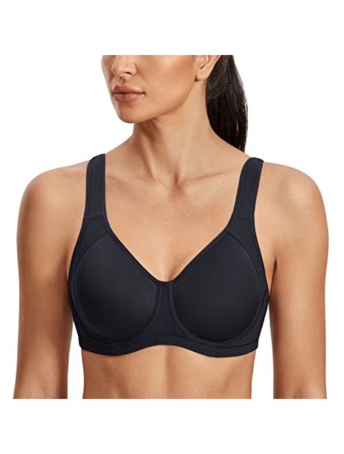 SYROKAN Women's Coolmax High Impact Underwire Padded Cup Full Figure Sports Bra