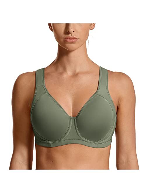 SYROKAN Women's Coolmax High Impact Underwire Padded Cup Full Figure Sports Bra