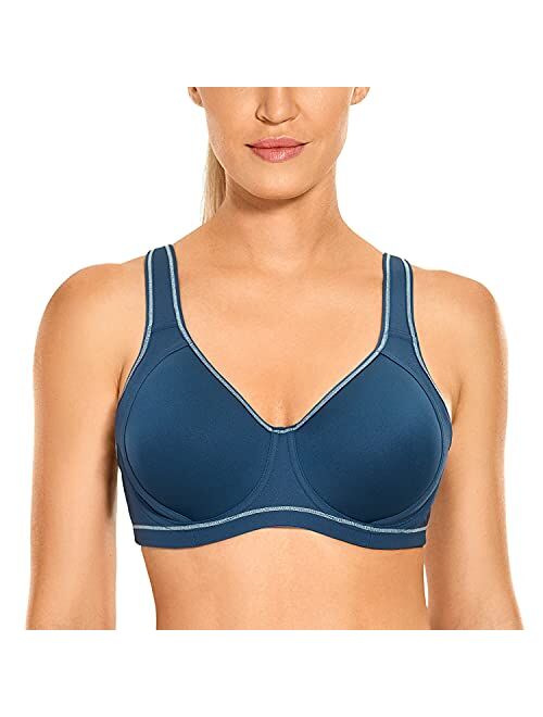 SYROKAN Women's Coolmax High Impact Underwire Padded Cup Full Figure Sports Bra