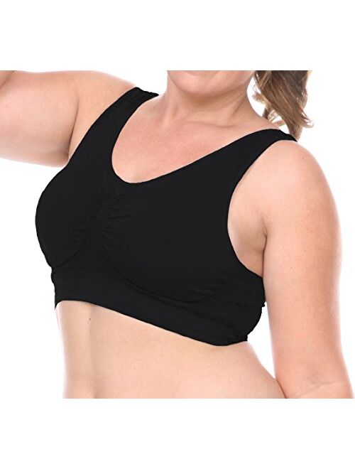 Stylzoo Women's Plus Size 3 Pack Seamless Wire Free Bra with Removable Pads