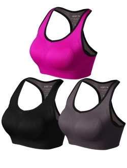 Match Women Wirefree Padded Racerback Sports Bra for Yoga Workout Gym Activewear #0001