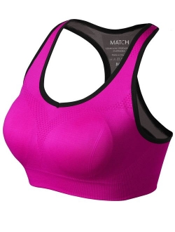 Match Women Wirefree Padded Racerback Sports Bra for Yoga Workout Gym Activewear #0001