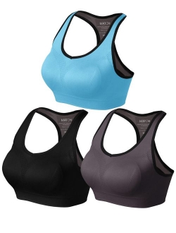 Match Women Wirefree Padded Racerback Sports Bra for Yoga Workout Gym Activewear #0001