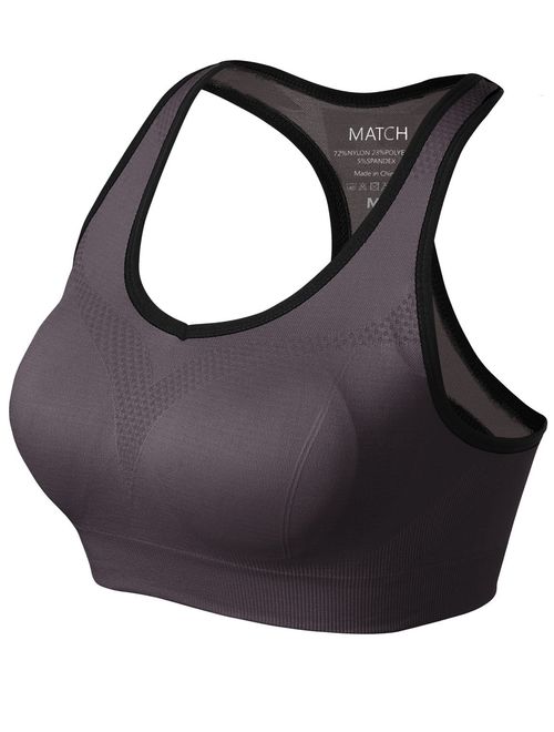 Match Women Wirefree Padded Racerback Sports Bra for Yoga Workout Gym Activewear #0001