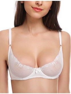 Women See-Through Lace Push Up Transparent Everyday Bra