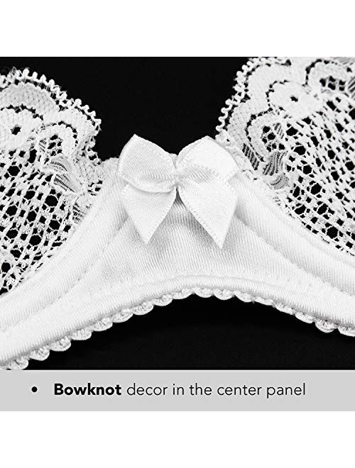  Wingslove Womens Sexy 1/2 Cup Lace Bra Balconette Mesh  Underwired Demi Shelf Bra Unlined See Through Bralette