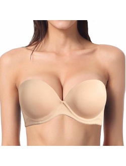 YBCG Push up Strapless Convertible Multiway Thick Padded Underwire Supportive Bra for Women's Wedding