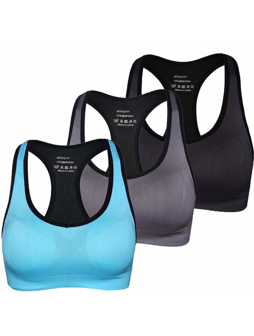 Wetopqueen Women Racerback Sports Bras, Padded Seamless Workout Gym Activewear Bra Support for Yoga Gym Workout Fitness