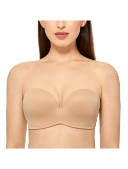 Women's Slightly Lined Lift Support Invisible Seamless Plunge Strapless Bra