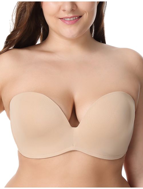 Delimira Women's Lace Plus Size Wire-Free Non-Foam Comfort Cotton Bra 