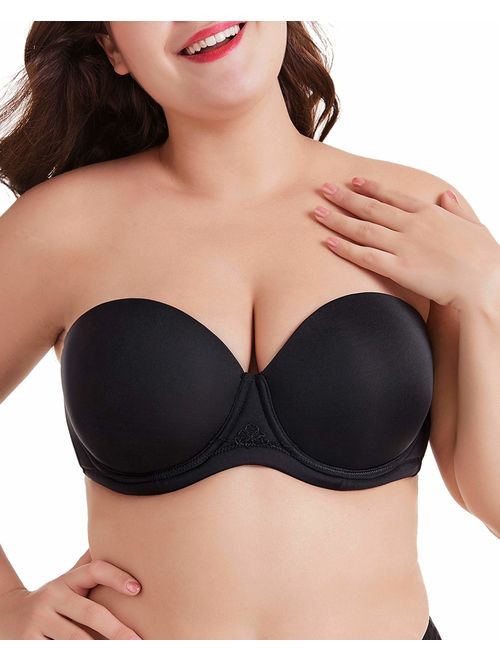 DotVol Women's Multiway Strapless Bra Full Figure Underwire Contour Beauty Back Plus Size Bra