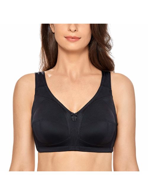 DELIMIRA Women's Non-Padded Wire Free Comfort Lift Full Coverage Support Bra