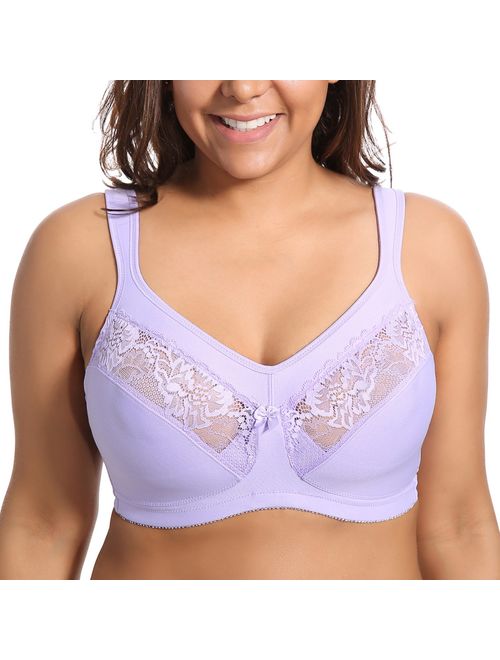 DELIMIRA Women's Unlined Full Figure Support Plus Size Wirefree Minimizer Bra