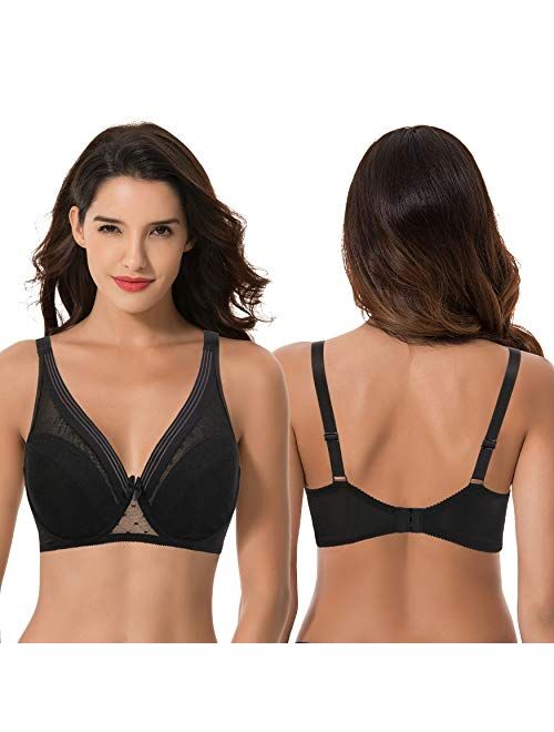 Curve Muse Women's Plus Size Minimizer Unlined Underwire Full Coverage Bra