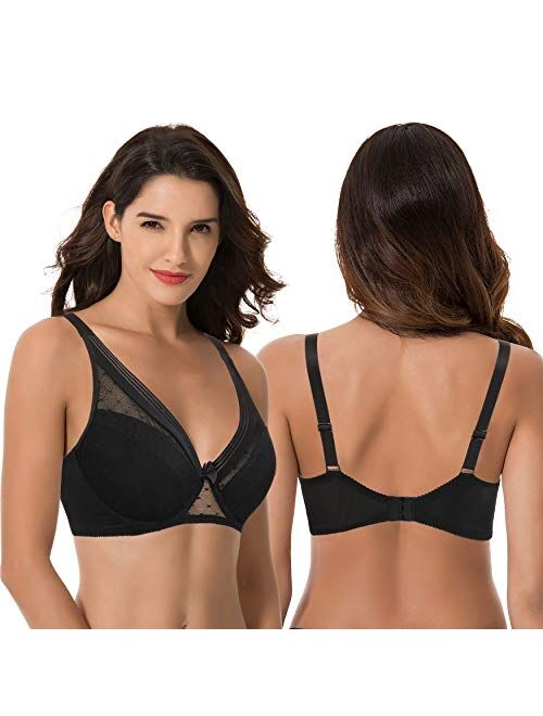 Curve Muse Women's Plus Size Minimizer Unlined Underwire Full Coverage Bra