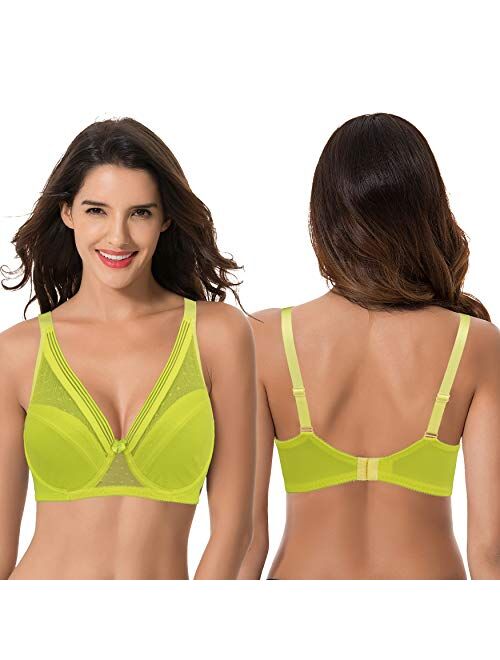 Curve Muse Women's Plus Size Minimizer Unlined Underwire Full Coverage Bra