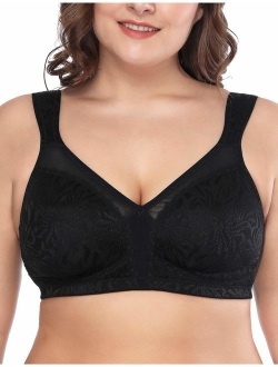 Deyllo Women's Full Coverage Plus Size Comfort Minimizer Bra Wirefree Non Padded