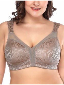 Deyllo Women's Full Coverage Plus Size Comfort Minimizer Bra Wirefree Non Padded