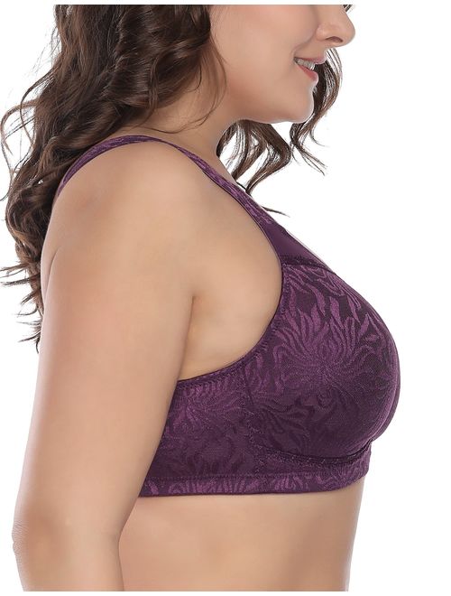 Deyllo Women's Full Coverage Plus Size Comfort Minimizer Bra Wirefree Non Padded