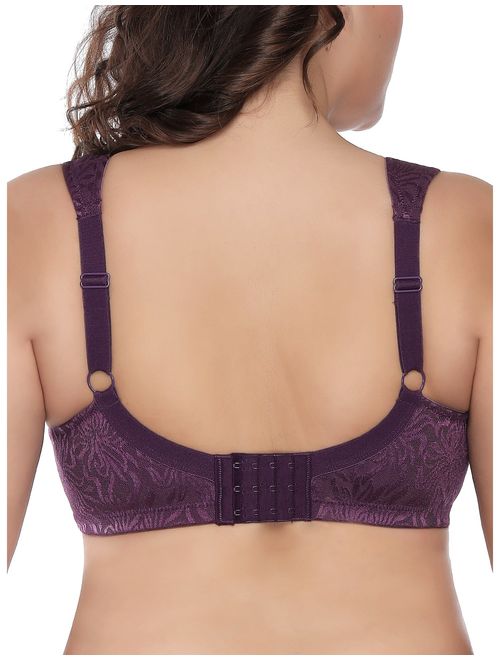 Deyllo Women's Full Coverage Plus Size Comfort Minimizer Bra Wirefree Non Padded