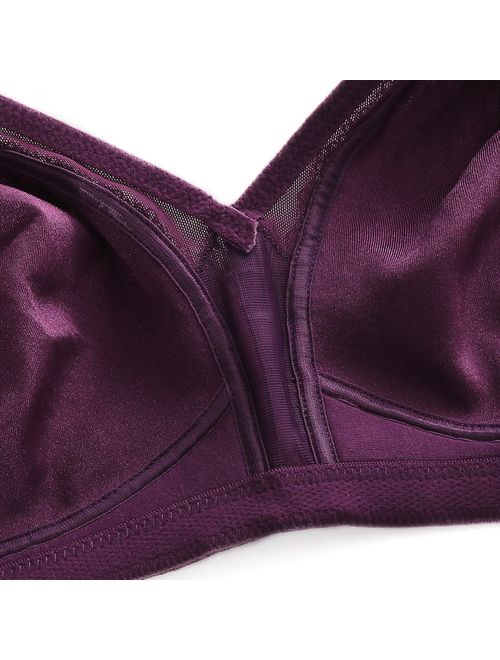 Deyllo Women's Full Coverage Plus Size Comfort Minimizer Bra Wirefree Non Padded