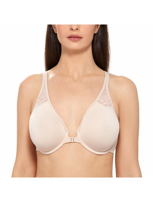 Buy Delimira Womens Unlined Racerback Bra Seamless Underwire Front 4204