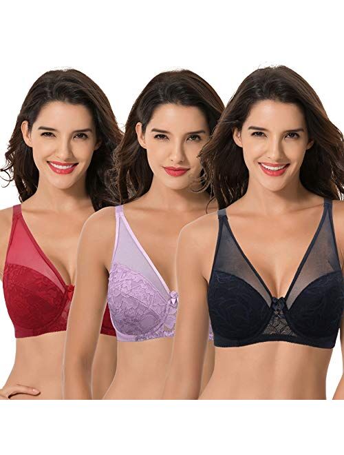 Curve Muse Women's Plus Size Minimizer Unlined Underwire Full Coverage Bra