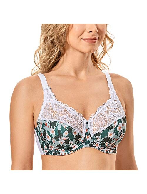 DELIMIRA Women's Beauty Lace Non Padded Minimizer Full Figure Underwire Bra