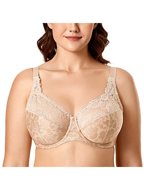 DELIMIRA Women's Beauty Lace Non Padded Minimizer Full Figure Underwire Bra