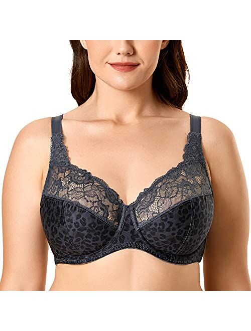 DELIMIRA Women's Beauty Lace Non Padded Minimizer Full Figure Underwire Bra