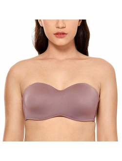 Women's Seamless Underwire Bandeau Minimizer Strapless Bra for Large Bust