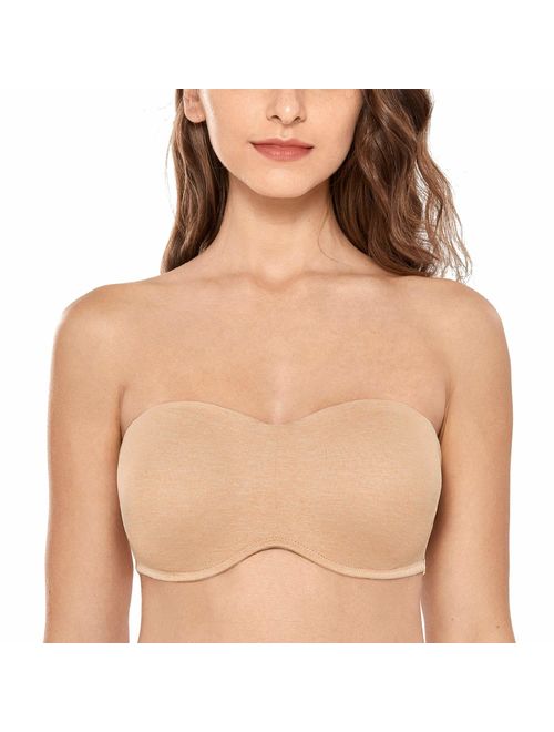 Delimira Womens Underwired Support Slightly Padded Lace Strapless