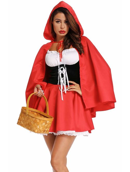 Soyoekbt Women's Little Red Riding Hood Costume Halloween Cloak Cosplay