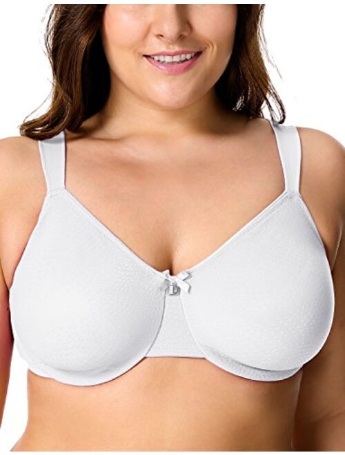 DELIMIRA Women's Sheer Minimizer Bra Plus Size Support Underwired Everyday Bra