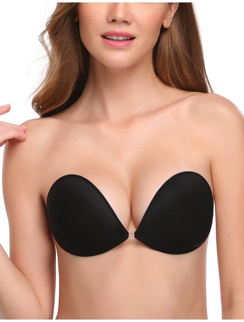 Wingslove Adhesive Bra Reusable Strapless Self Silicone Push-up Invisible Sticky Backless Bra