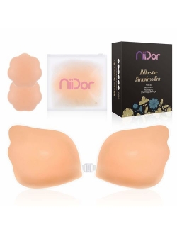 Niidor Adhesive Bra Strapless Sticky Invisible Push up Wing-Shape Silicone Bra for Backless Dress with Nipple Covers