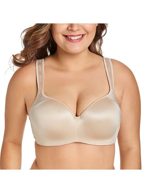 DELIMIRA Women's Seamless Smooth Underwire Full Coverage Support Balconette Bra