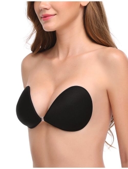 MITALOO Push up Strapless Self Adhesive Plunge Bra Invisible Backless  Sticky Bras Beige
