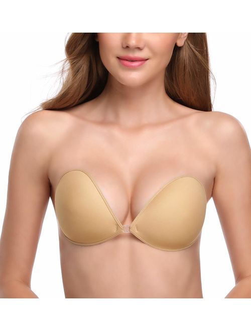 Wingslove Adhesive Bra Reusable Strapless Self Silicone Push-up Invisible Sticky Bras for Backless Dress