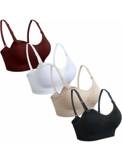 GXXGE 4Pack Womens Seamless Clip Down Maternity and Nursing Bra Push Up Sleeping Bralette for Breastfeeding Underwear