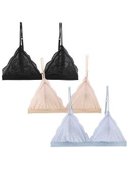 Peachat Lace Bralettes for Women Floral Adjustable Thin Strap V