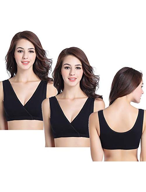 CAKYE 3 Pack Maternity Nursing Bra for Sleep Cotton Breastfeeding Bras