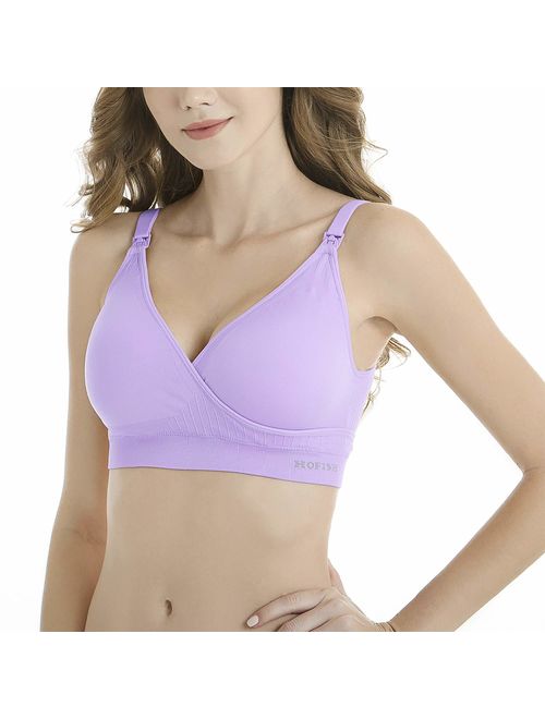 HOFISH Women's Maternity Pregnancy Seamless Breastfeeding Bras No Underwire