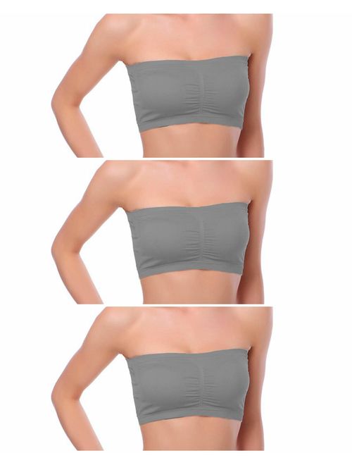 Venbond 1-4Packs Women's Seamless Bandeau Crop Tube Top Bra Strapless Padded Bralette