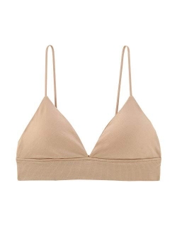 INIBUD Bralette for Women Triangle Cups Removable Padded Wire Free Pull On Closure