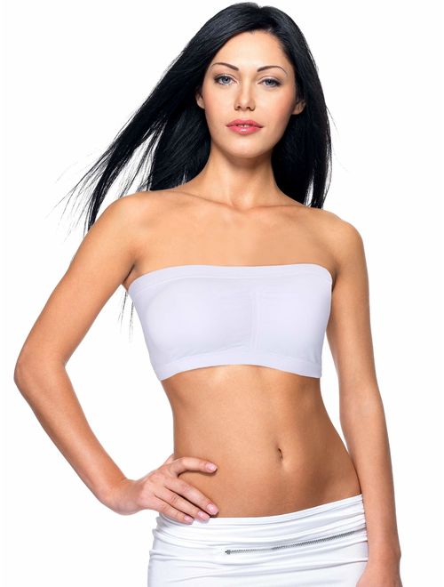 Boao 3 Pieces Women Bandeau Bra Padded Strapless Brarette Soft Bra Seamless Bandeau Tube Top Bra, Assorted Sizes