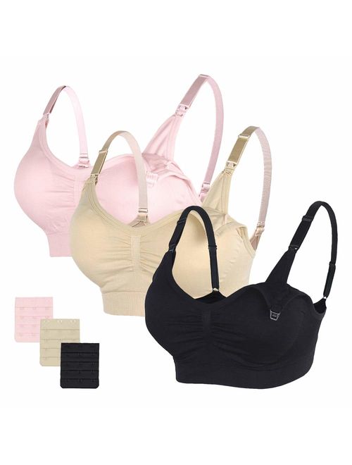 STELLE Body Silk Seamless Maternity Nursing Bra with Pads, Extenders & Clips